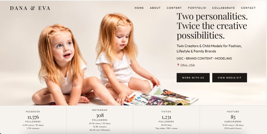 Dana & Eva website on a laptop